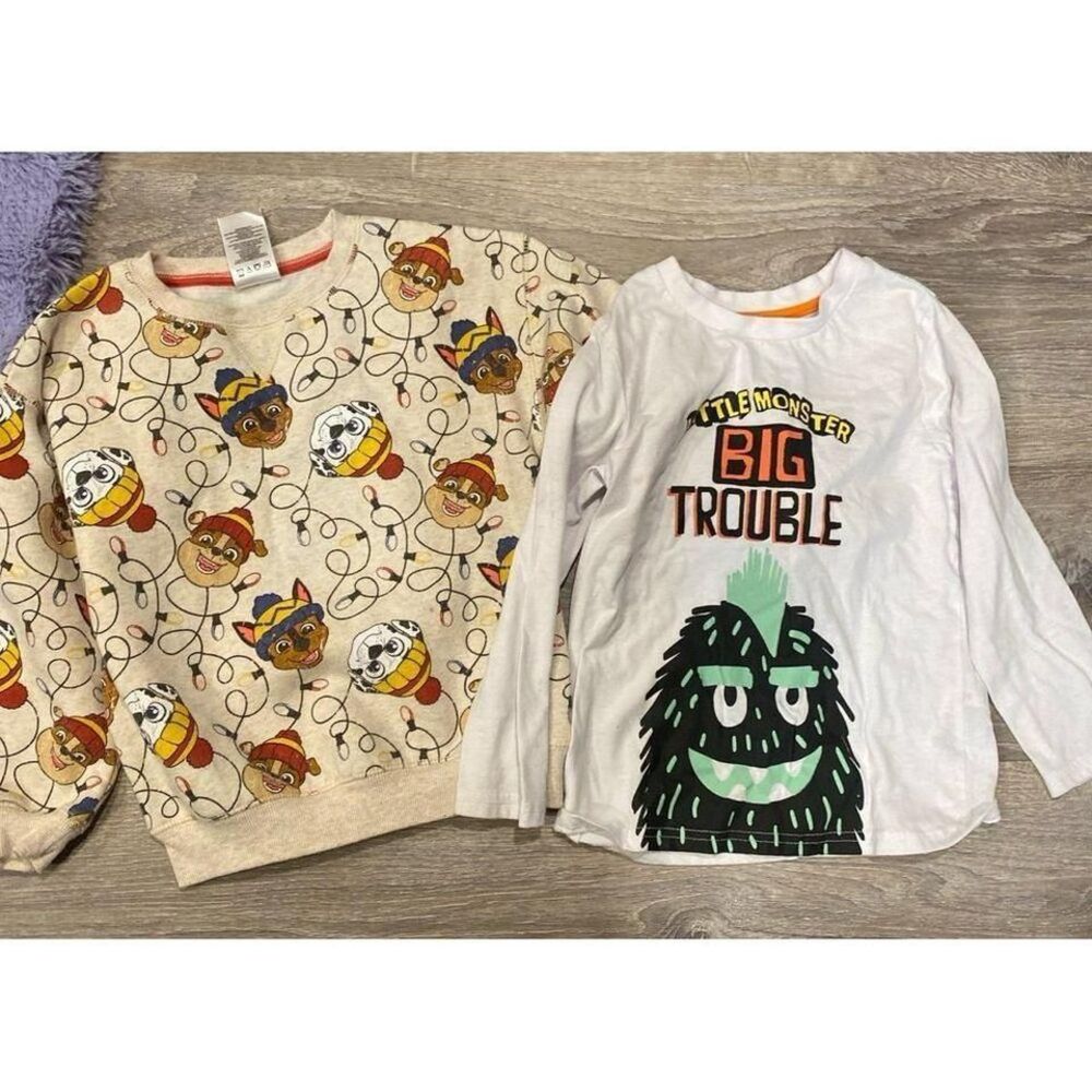 2 Boys 5 long sleeve shirts paw patrol‎ sweat shirt  and monster shirt